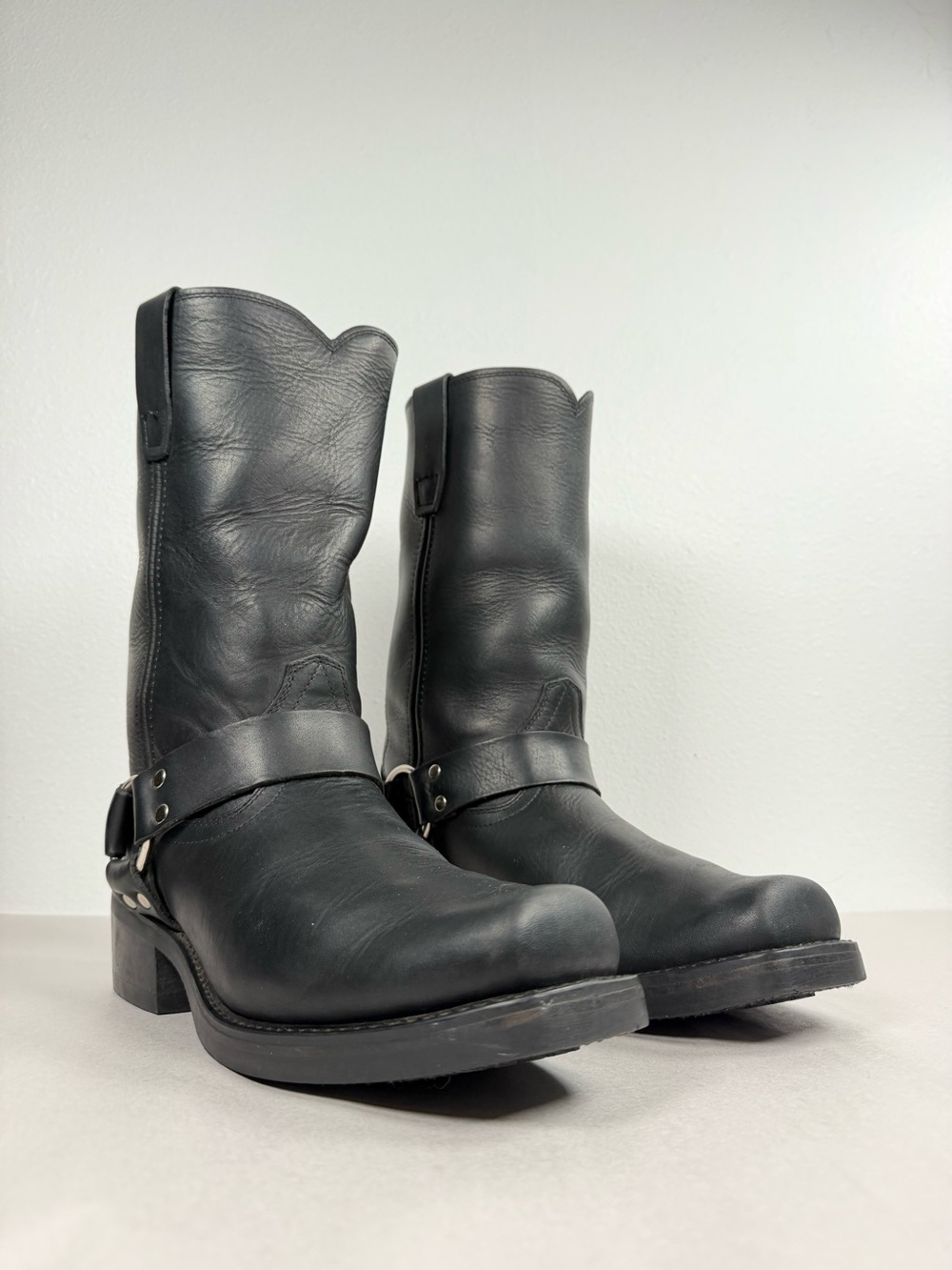 Durango Men's Leather Harness Boots Size 8.5 D Motorcycle Black DB510 Square Toe